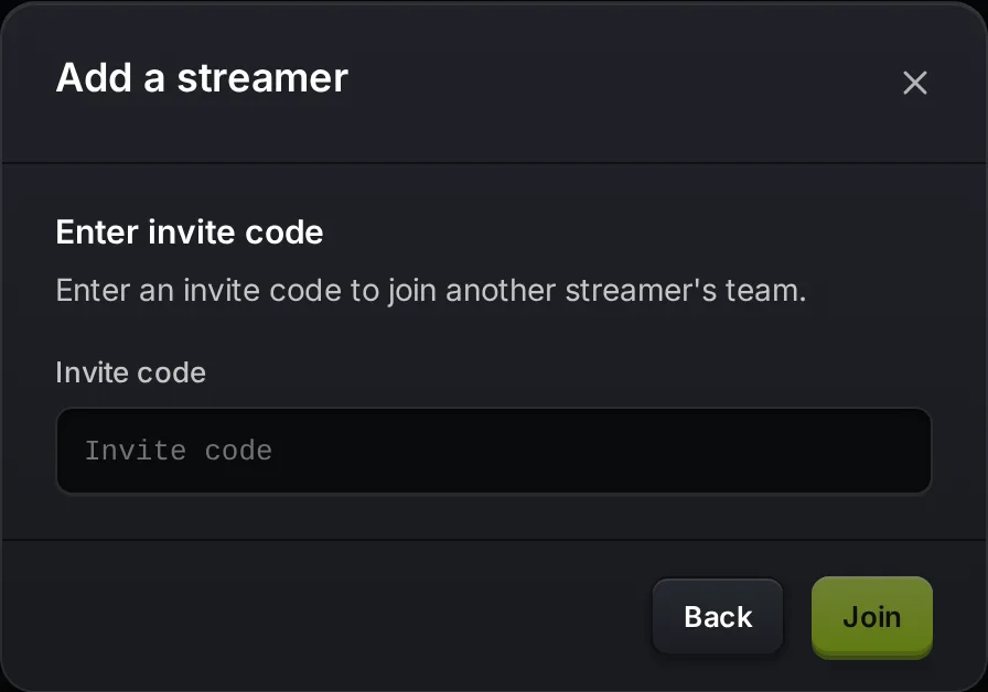 L'écran Saisir un code d'invitation avec le champ du code et le bouton Rejoindre